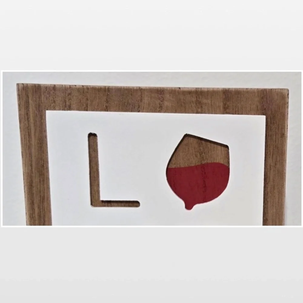 New Room &Retreat Sign Wood Block Love Box Home Décor Red Wine 2 Dimensional NWT
